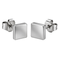 Premium Stainless Steel Square Stud Earrings – Polished Silver | GRIINBOUND