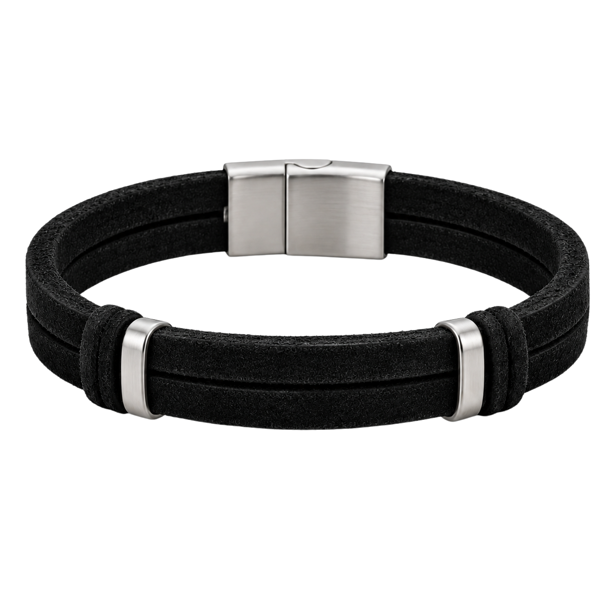 Premium Double-Strand Suede Bracelet – Classic Black | GRIINBOUND