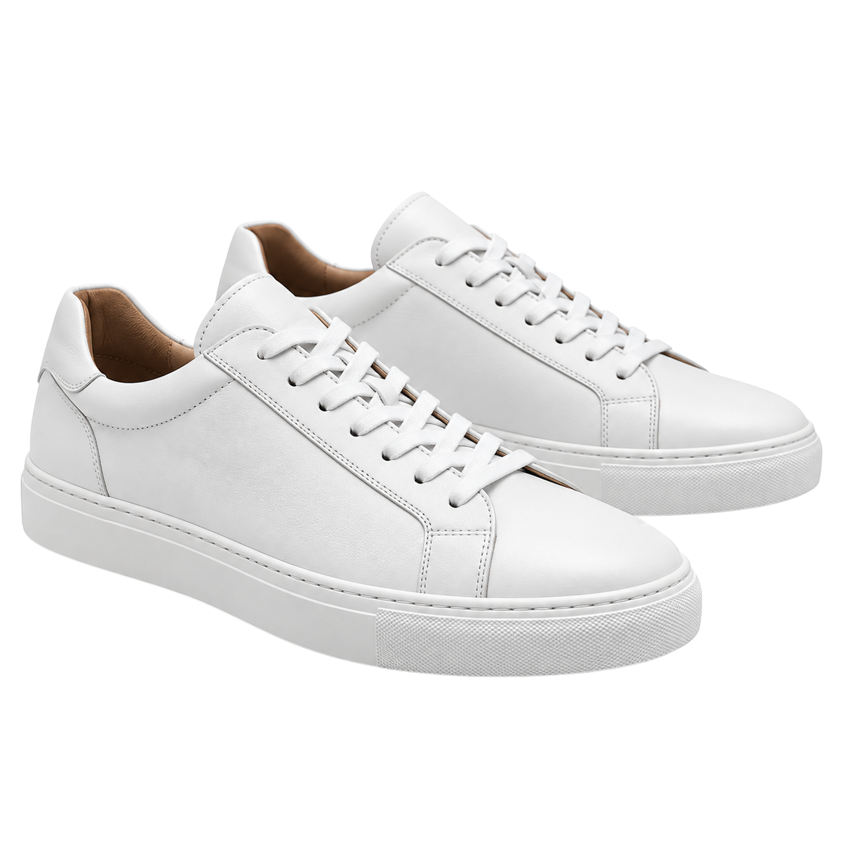 Premium Minimalist Leather Trainers – Classic White | GRIINBOUND