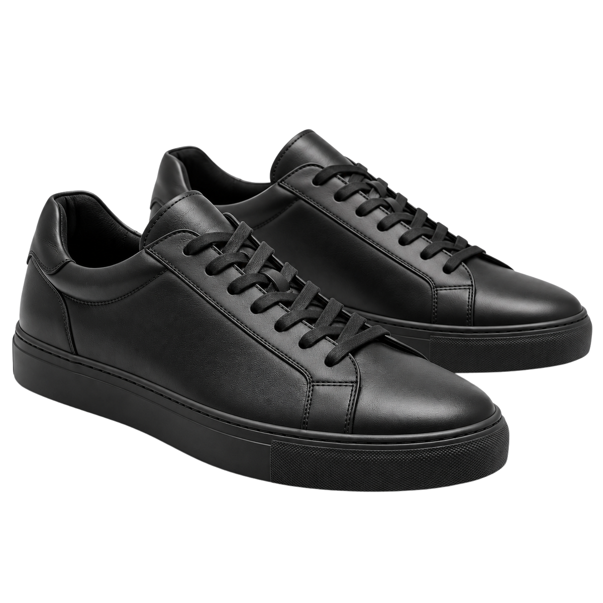 Premium Minimalist Leather Trainers – Classic Black | GRIINBOUND